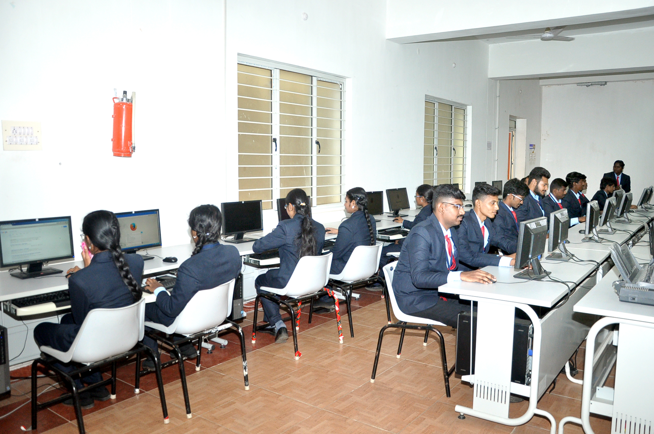 Students learning and discussing in classroom